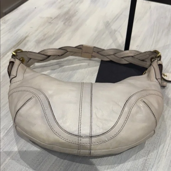 Vintage Coach SoHo Off-White Leather Braided Strap Hobo Bag - Picture 11 of 16